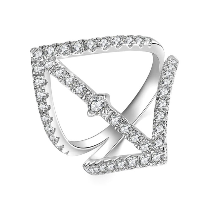 New design luxury irregular shape diamond finger ring 925 sterling silver women fashion jewelry